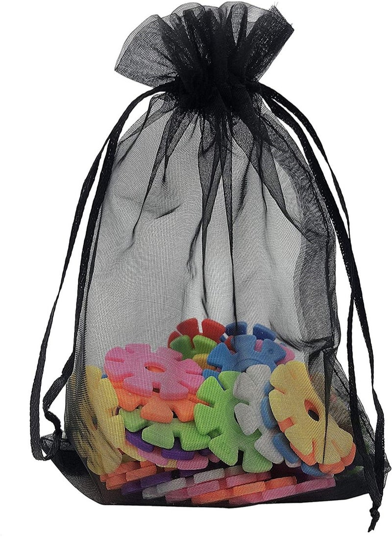 SYOSI - 100PCS Sheer Organza Bags 5X7 inches Black with Drawstring Jewelry Pouches Gift Bags for Wedding Party Favor Festival Candy Gift Bags - Image 1