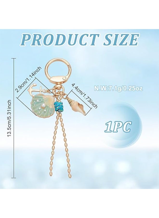 Lemon Ocean Theme Keychain, Alloy Pearl Shell Conch Charms Key Ring for Women Purses Wallets Car Keys, Decorative Accessories Cute Beach Style Bag Charms - Image 2
