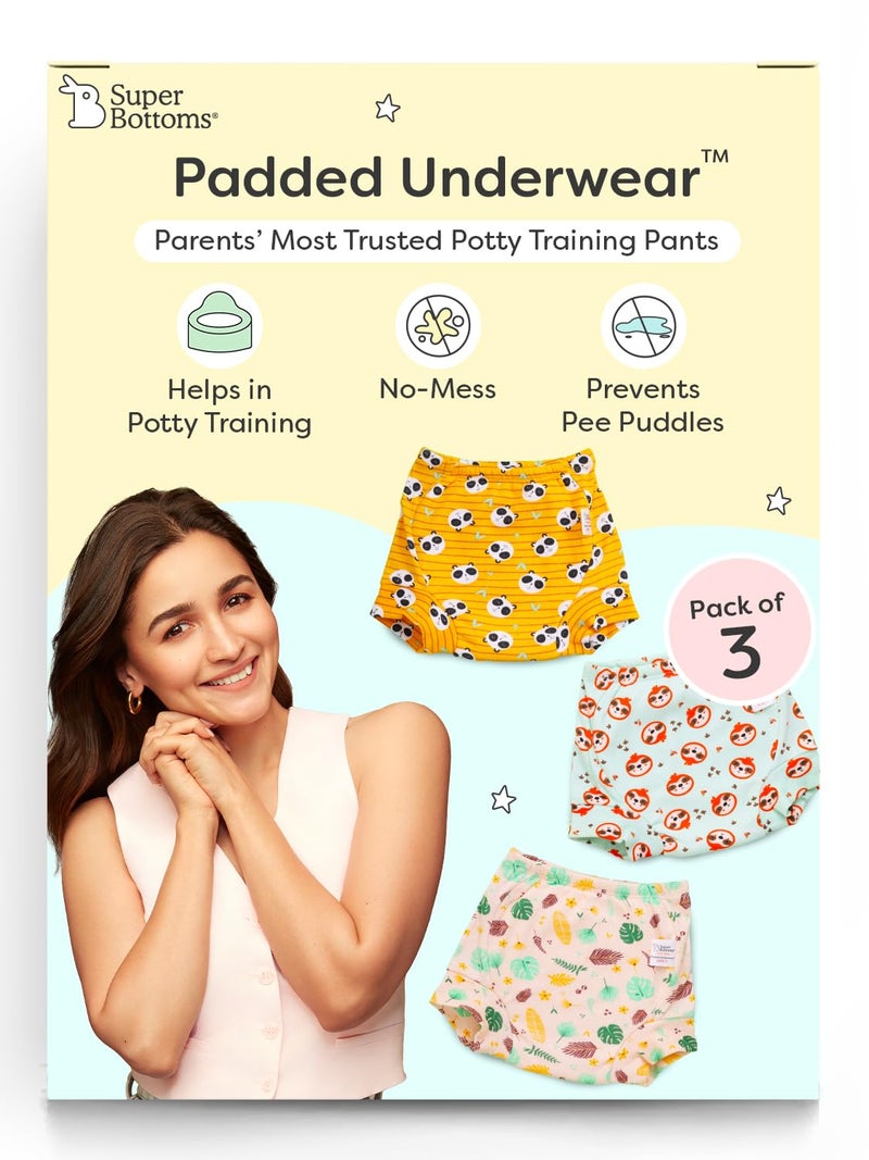 SuperBottoms Padded Underwear for Babies & Toddlers (1-2 Years), 3 Layers of Premium Cotton & DryFeel Layer, Ideal for Diaper-Free Time & Mess-Free Potty Training Pants, Pack of 3 - Image 1