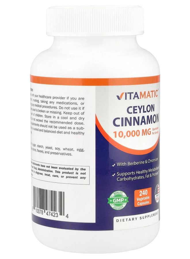Vitamatic Ceylon Cinnamon 240 Vegetable Capsules - Image 2