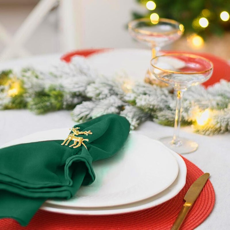 Wonlex Christmas Cloth Napkins Set of 4 100 Cotton Dinner Napkins 18x18 Inches Washable With Hemmed Edges Reusable for Xmas Weddings Banquet Festival Celebration - Image 5