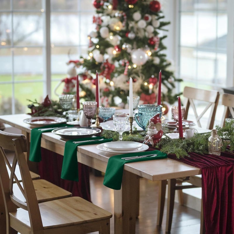Wonlex Christmas Cloth Napkins Set of 4 100 Cotton Dinner Napkins 18x18 Inches Washable With Hemmed Edges Reusable for Xmas Weddings Banquet Festival Celebration - Image 3