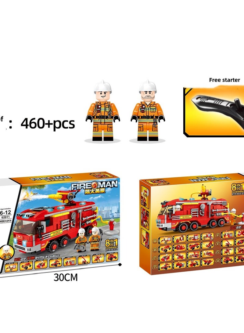 Small assembly educational toy-fire truck can be assembled in 33 styles, more than 460 parts, 2 minifigures, suitable for (boys and girls under 7-14 years old) - Image 2