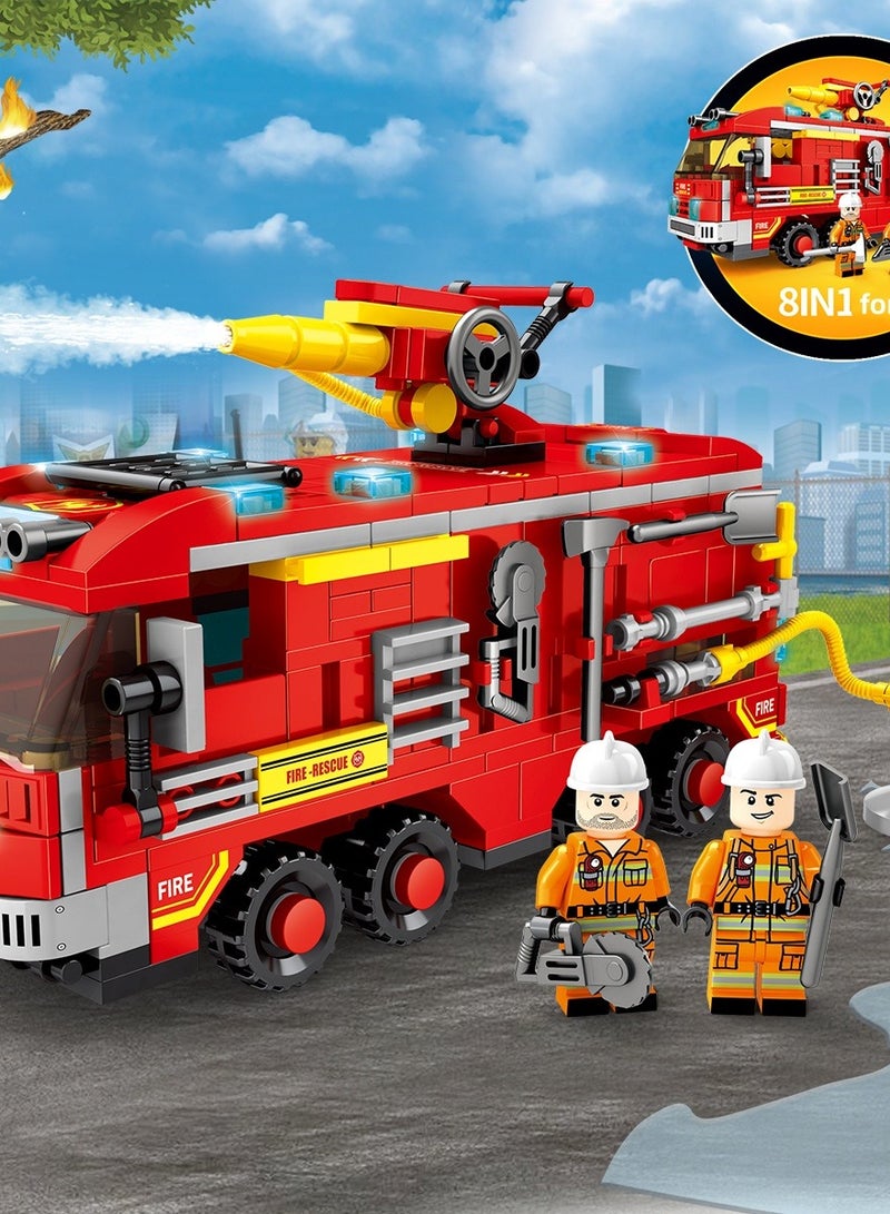 Small assembly educational toy-fire truck can be assembled in 33 styles, more than 460 parts, 2 minifigures, suitable for (boys and girls under 7-14 years old) - Image 1