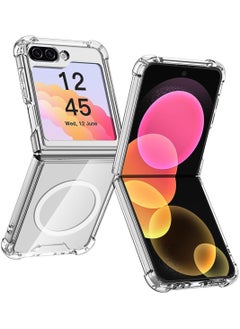Magnetic Samsung Galaxy Z Flip 6 Magnetic Clear Case Cover, Compatible with Magsafe Card Wallet and Wireless Charger, Transparent Shockproof and Drop-Proof Anti-Yellowing Case (Samsung Galaxy Z Flip6)  - Image 1