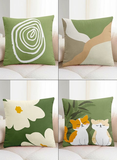 4-Piece Pillowcase, Pillowcase, Modern Decoration Cover 45cm x 45cm, Suitable for Living Room Sofa Bed Pillowcase 18x18 Inches (Double-Sided Pattern)