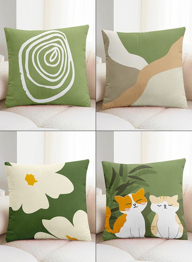 Betaoby 4-Piece Pillowcase, Pillowcase, Modern Decoration Cover 45cm x 45cm, Suitable for Living Room Sofa Bed Pillowcase 18x18 Inches (Double-Sided Pattern) - Image 1