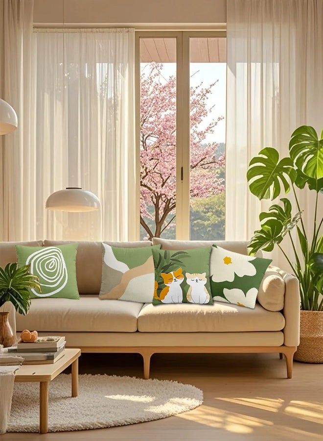 Betaoby 4-Piece Pillowcase, Pillowcase, Modern Decoration Cover 45cm x 45cm, Suitable for Living Room Sofa Bed Pillowcase 18x18 Inches (Double-Sided Pattern) - Image 2