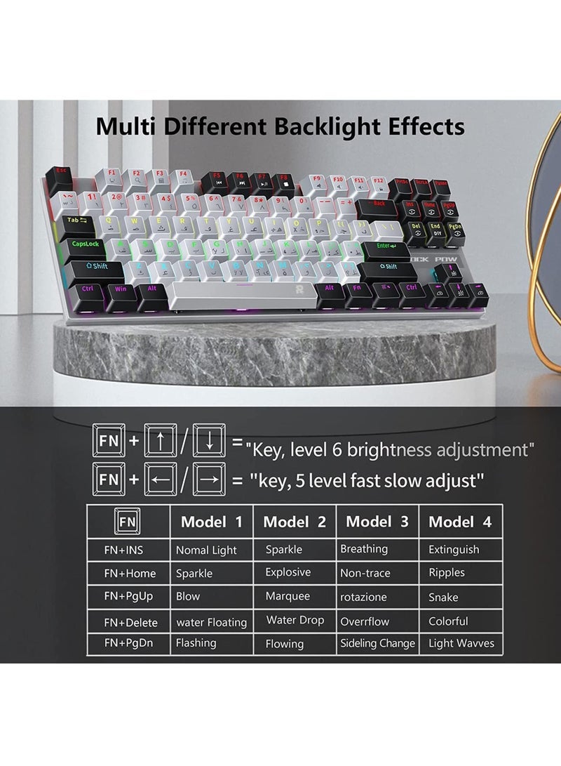 Captaintech English Mechanical Gaming Keyboard with RGB LED Rainbow Backlit USB Wired E-sport Waterproof 87 Keys Keyboard for Windows MacOS Android PC Gamers - Image 5
