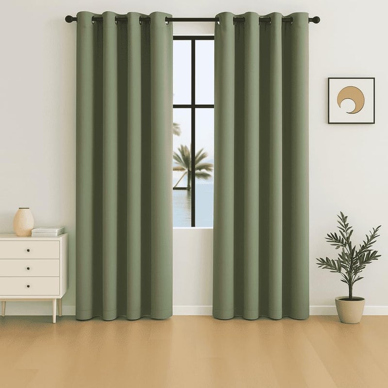 AMALI Elegant Blackout Curtains 2 Panel Set,16 Grommets, Size (L 274 x W 132) cm) for Living Room and Bedroom Shiny Polyester Fabric - Image 1