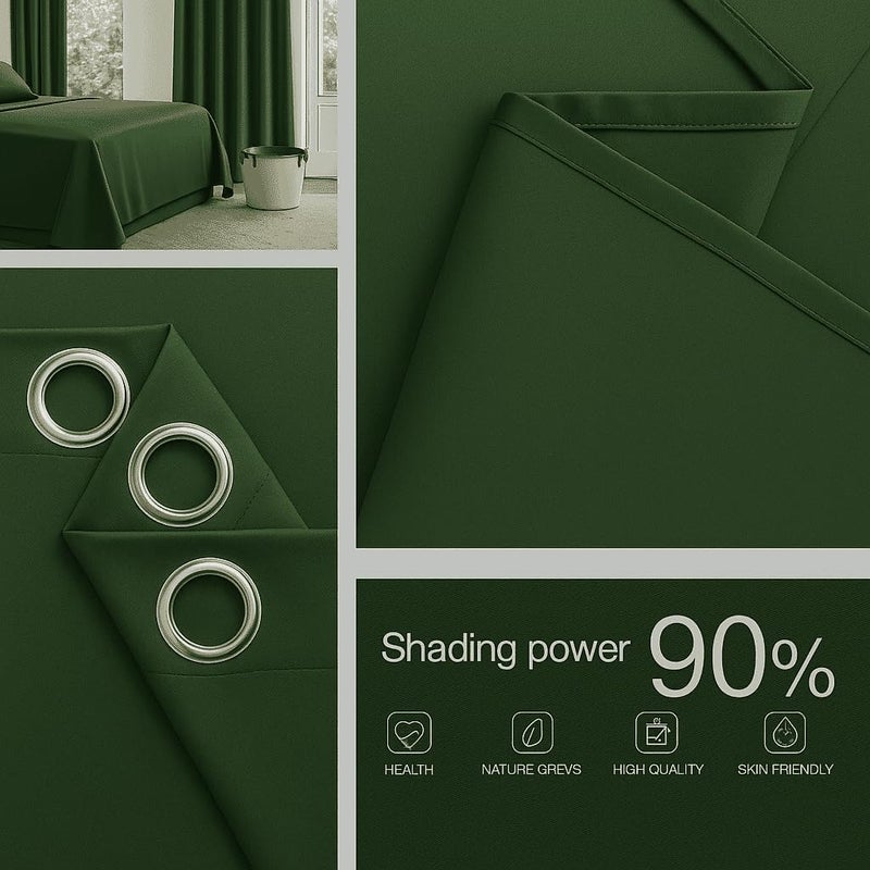 AMALI Elegant Blackout Curtains 2 Panel Set,16 Grommets, Size (L 274 x W 132) cm) for Living Room and Bedroom Shiny Polyester Fabric - Image 2