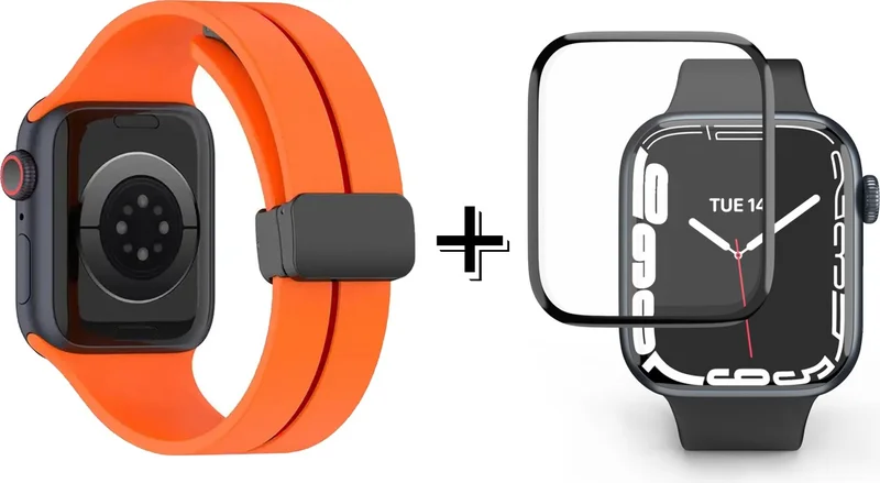 فورزاكاس Silicone Band Strap with Magnetic Buckle for Apple Watch Ultra 2 + Screen Protection Film - FC272