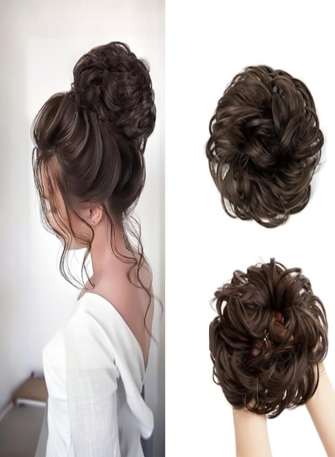 VIVIAN 1PCS Messy Bun Hair Piece Hair Extension With Elastic Rubber Band (Pack of 1, Brown) Hairpiece Synthetic Hair Scrunchies Hair Piece for Women - Image 1
