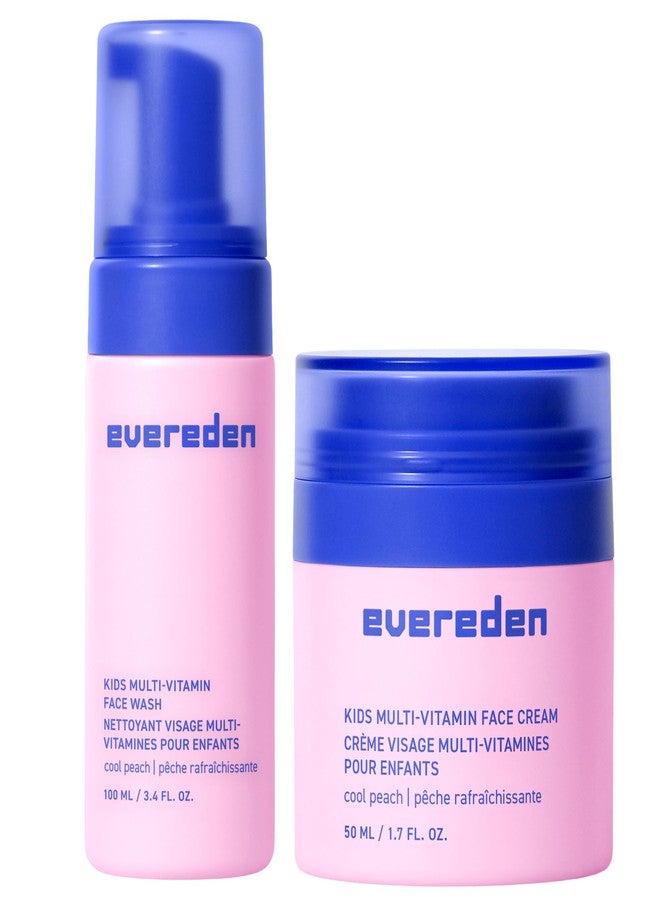 Evereden Kids Happy Face Duo (Cool Peach - Multi-Vitamin Kids Face Wash and Cream Set - Clean & Vegan Skin Care for Toddlers 3+ - Moisturizing & Gentle Skin Care Set - Image 1