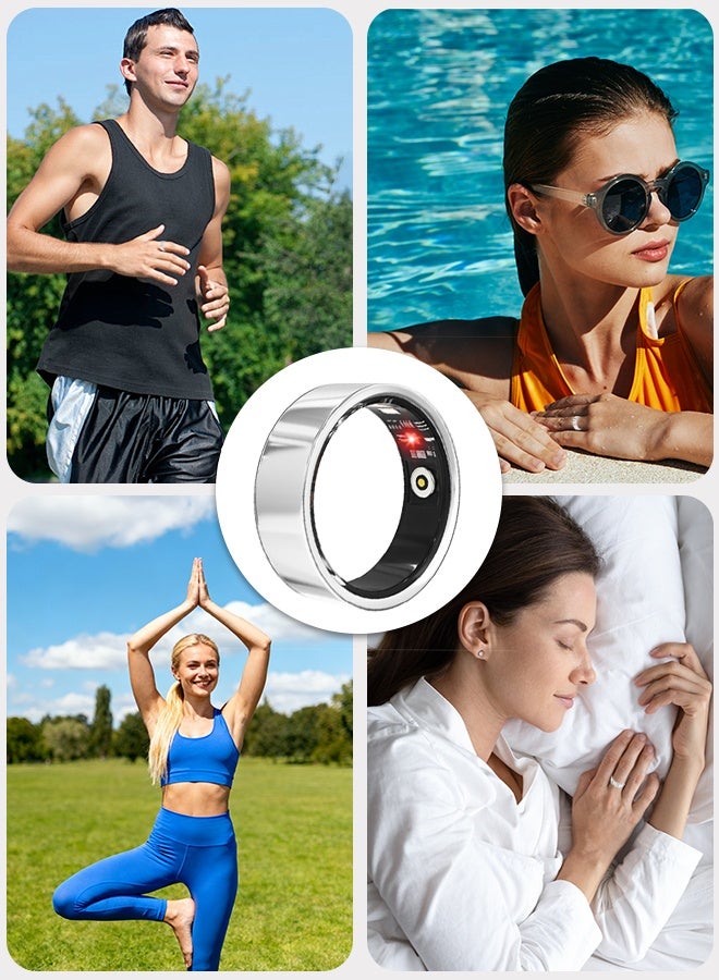 Smart Ring, Health Tracker for Women Men, Fitness Tracker with Heart Rate, Blood Oxygen, Sleep Monitor, Calories, Step Counter, IP68 Waterproof Smart Ring for iPhone & Android, No Subscription Fee (Silver, 12#) - Image 5