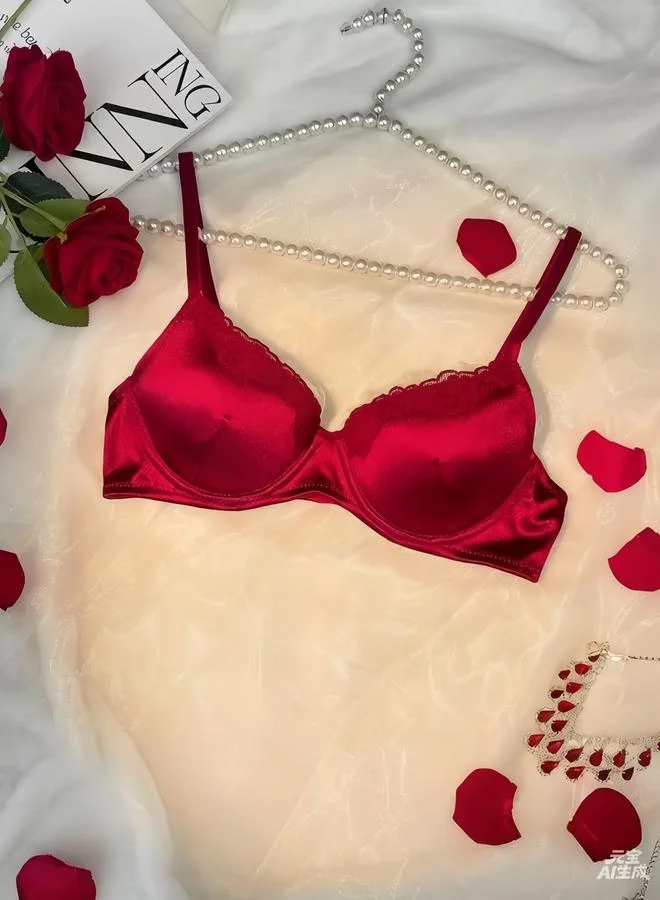 Take Two Burgundy Lace Trim Padded Wired Regular Bra