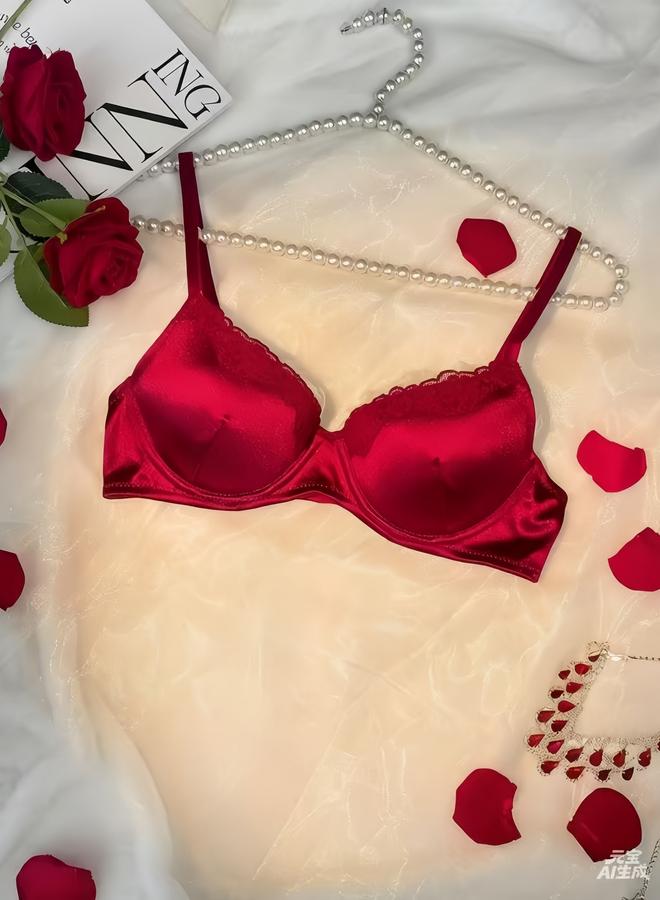 Take Two Burgundy Lace Trim Padded Wired Regular Bra - Image 1