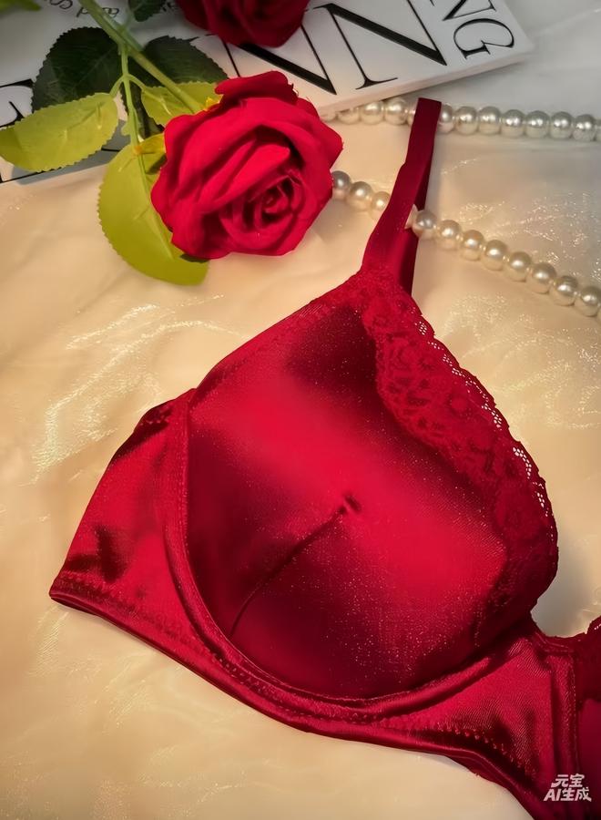 Take Two Burgundy Lace Trim Padded Wired Regular Bra - Image 4