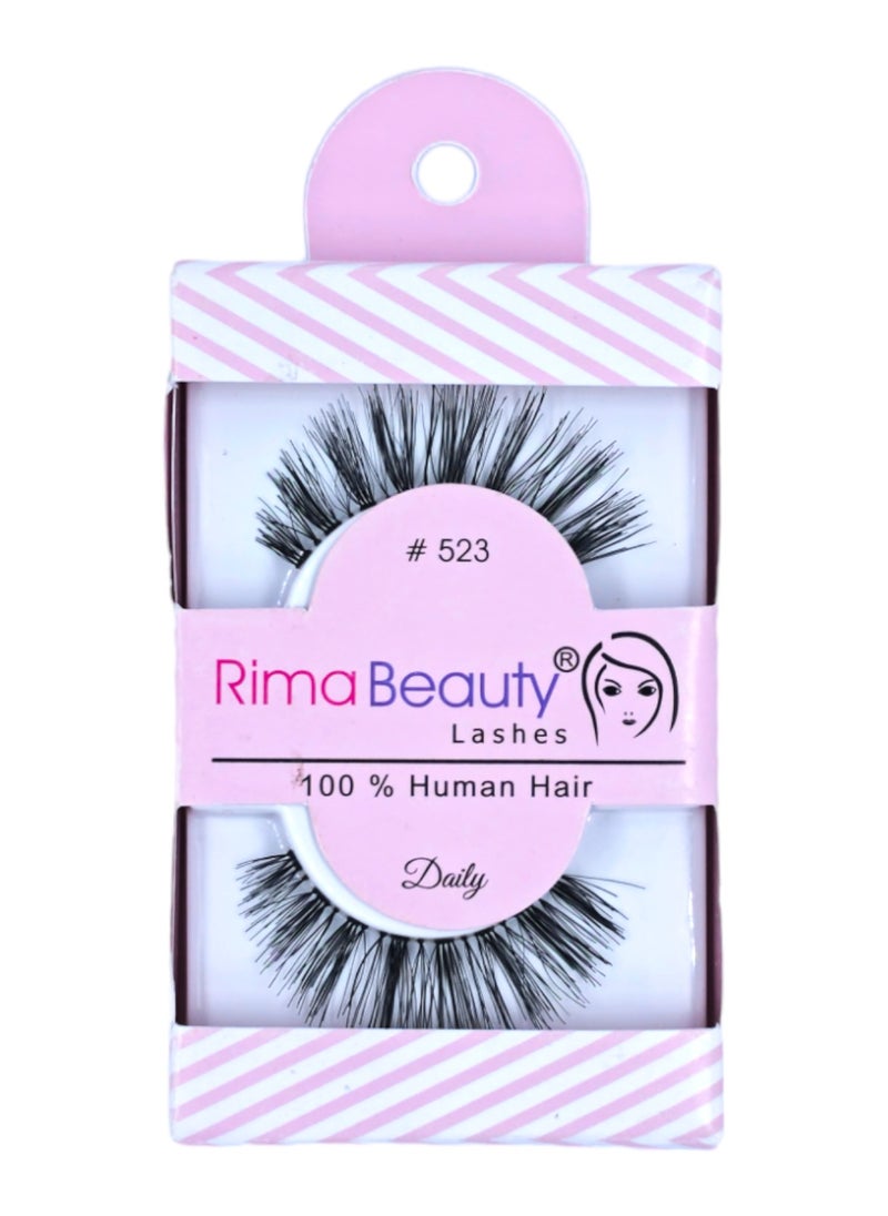 Rima Beauty Lashes - Human HAIR Black # 523 - Image 1