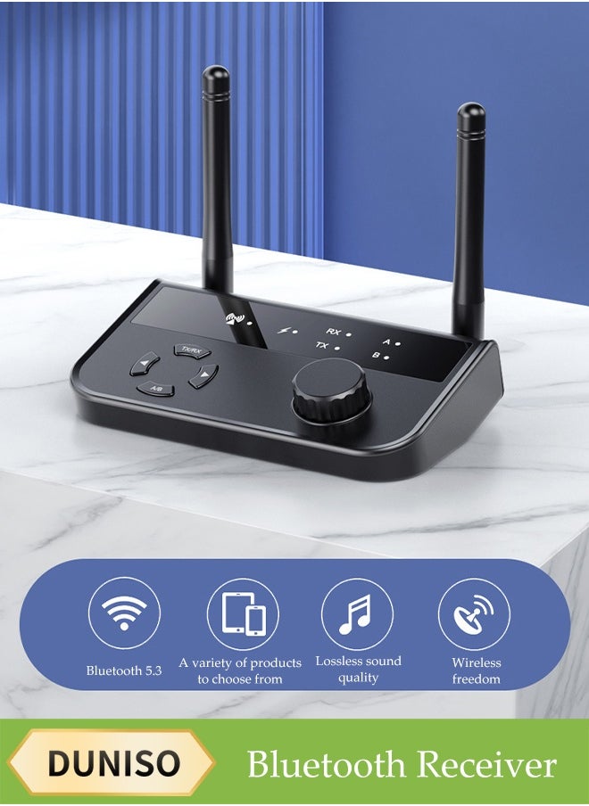 DUNISO Bluetooth Receiver,Bluetooth 5.3 Car Adapter,Audio Receiver,Two Modes,Apply to Mobile，Pad，TV，Audio，Speaker，110*60*26mm  - Image 1