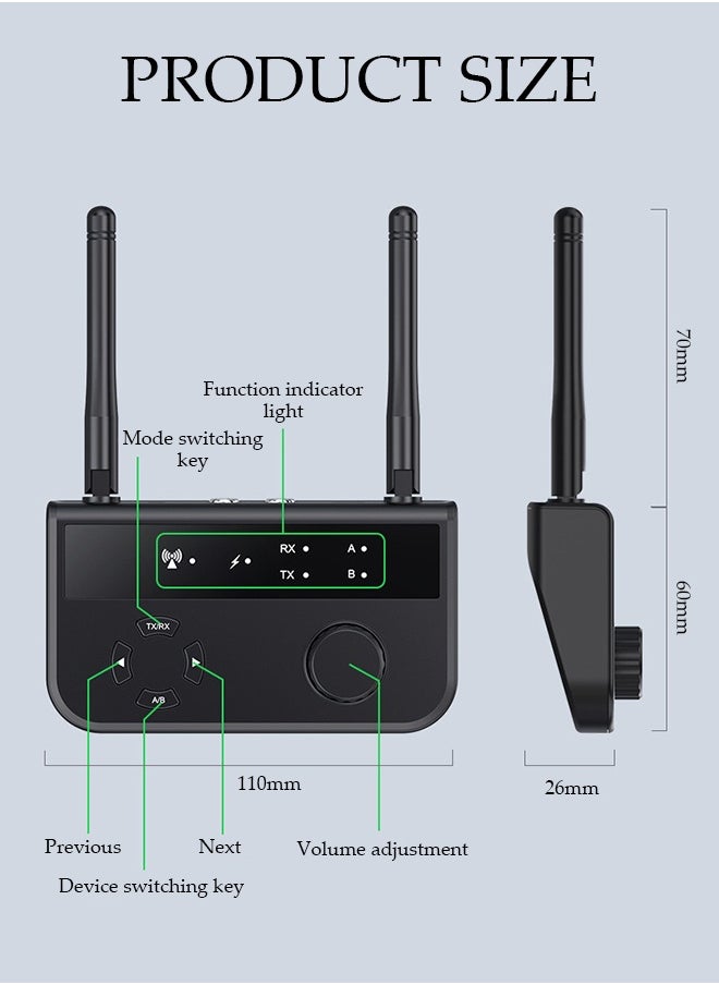 DUNISO Bluetooth Receiver,Bluetooth 5.3 Car Adapter,Audio Receiver,Two Modes,Apply to Mobile，Pad，TV，Audio，Speaker，110*60*26mm  - Image 2