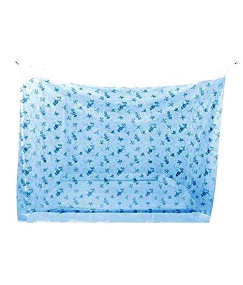 Ans Heavy Quality Mosquito Net for Double Bed (6 x 6.5 ft) | Blue Printed Net with Cotton Border | Double Stitched, Durable & Foldable Insect Protection Canopy - Image 2