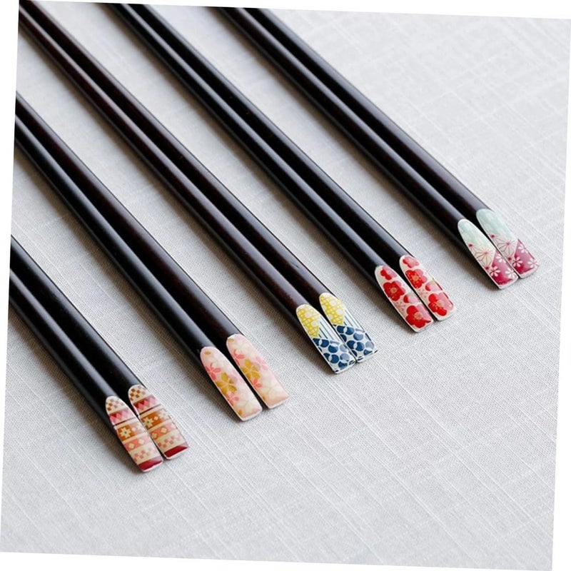 TOYANDONA Japanese Style Wooden Chopsticks 4 Pairs Non Slip Heat Resistant Reusable Chopsticks For Home And Restaurant Dining Black - Image 5