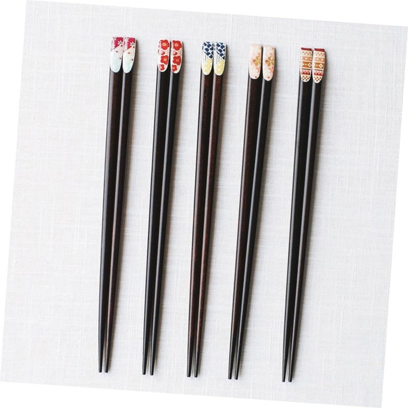 TOYANDONA Japanese Style Wooden Chopsticks 4 Pairs Non Slip Heat Resistant Reusable Chopsticks For Home And Restaurant Dining Black - Image 3