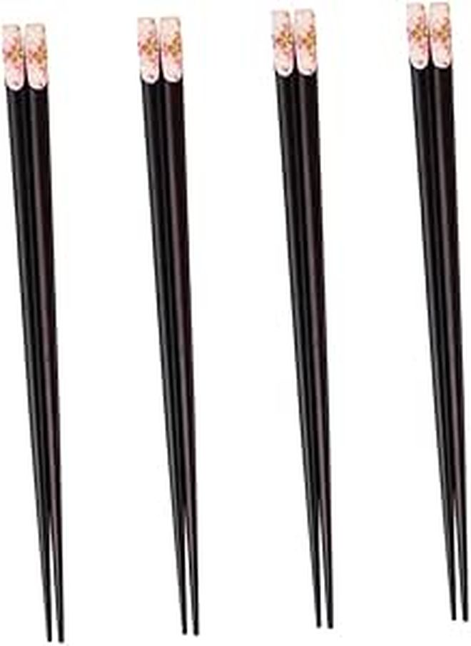 TOYANDONA Japanese Style Wooden Chopsticks 4 Pairs Non Slip Heat Resistant Reusable Chopsticks For Home And Restaurant Dining Black - Image 1