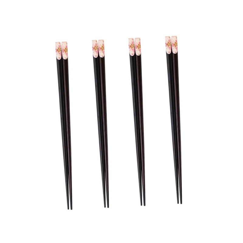 TOYANDONA Japanese Style Wooden Chopsticks 4 Pairs Non Slip Heat Resistant Reusable Chopsticks For Home And Restaurant Dining Black - Image 2