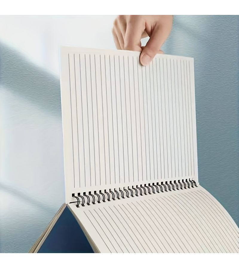 دفتر ملاحظات A5 حلزوني، ألوان عشوائية، ورق سميك، تصميم بسيط، لمسات أزرق وأبيض وأسود، للمدرسة والمكتب - Image 5