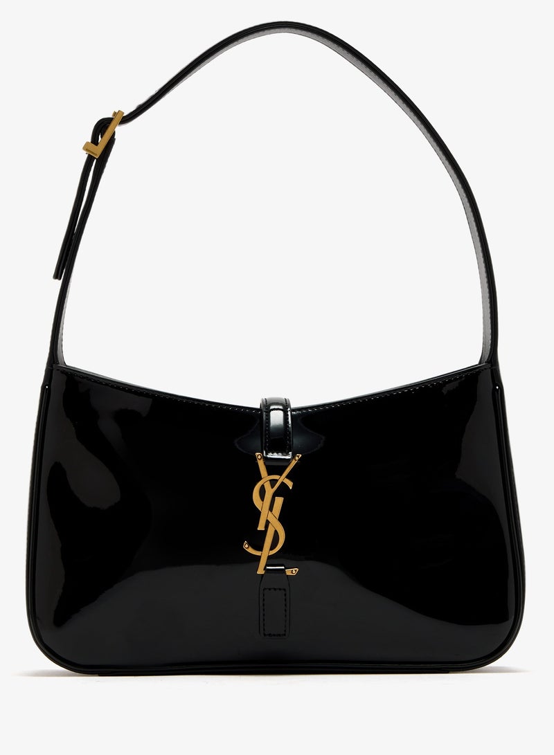 ایو سن لوران حقيبة هوبو جلدية نسائية من YSL Le 5 à 7، حقيبة توت نسائية، حقيبة كتف نسائية، حقيبة يد نسائية، حقيبة سفر نسائية، أسود لامع  - Image 1
