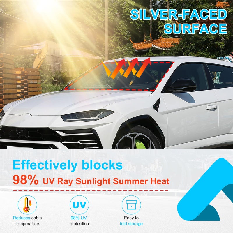 TOYCIDFG Foldable Windshield Sunshade Heat Shield Reflective Sun Visor for Lamborghini Urus 2018-2023, Front Window Cover UV Rays Protections - Image 2