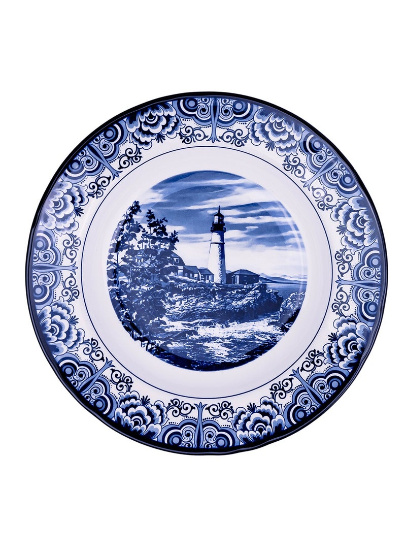Claytan Lighthouse Blue 9-Inch Ceramic Soup Plate - Image 1