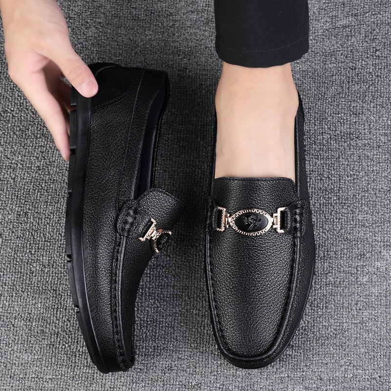 Doug Shoes Men'S Trendy Shoes New Casual Shoes Low-Top White Shoes Set Feet Layer Cowhide Driving Loafers - Image 4