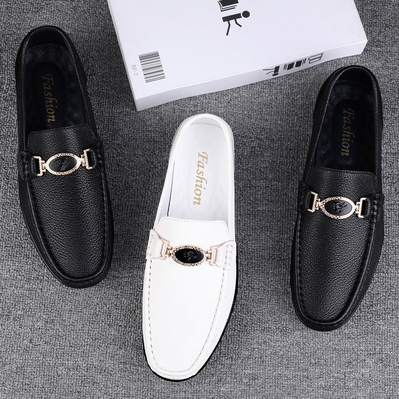 Doug Shoes Men'S Trendy Shoes New Casual Shoes Low-Top White Shoes Set Feet Layer Cowhide Driving Loafers - Image 3