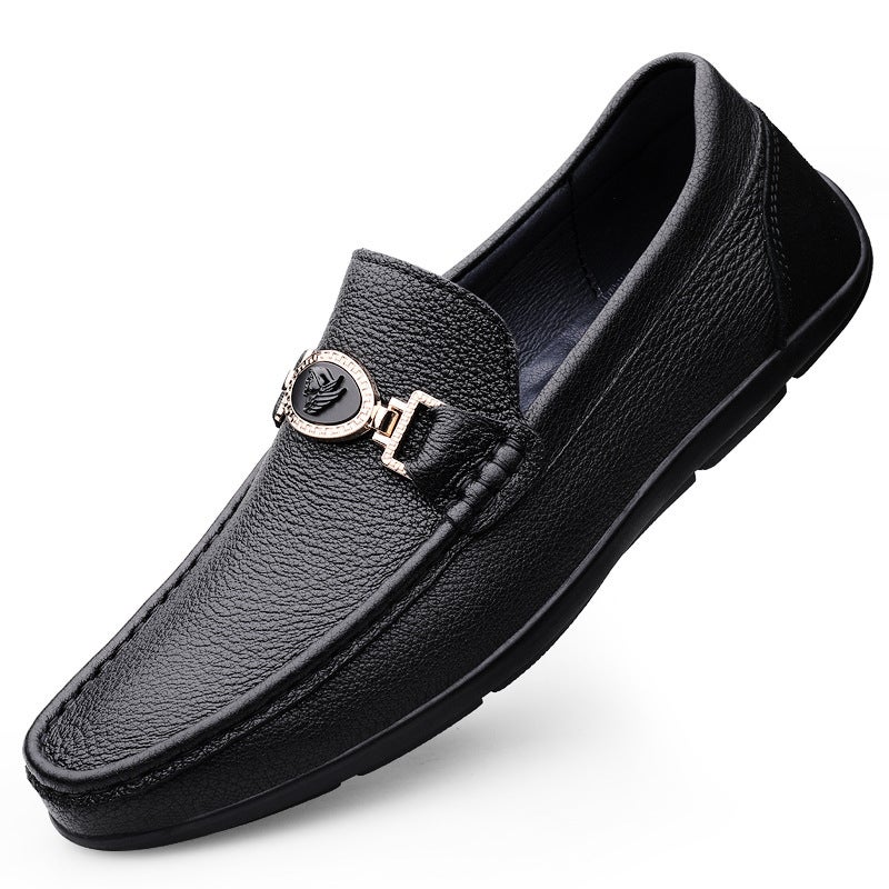 Doug Shoes Men'S Trendy Shoes New Casual Shoes Low-Top White Shoes Set Feet Layer Cowhide Driving Loafers - Image 1