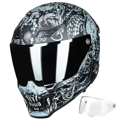 ILM Motorcycle Helmets for Adult Men Women Full Face DOT ECE Powersports Dual Visor Street Racing Helmet with Pinlock Cascos para Motos Model MF509 Mythology Silver XL - Image 1