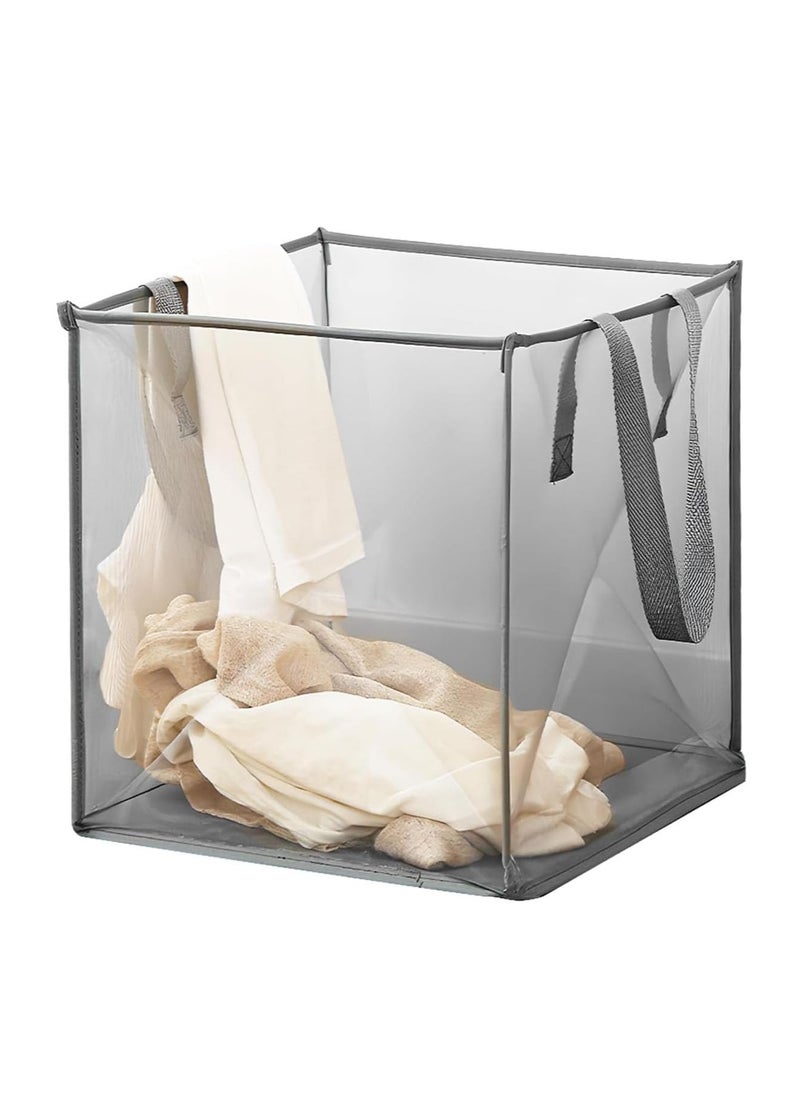 TYCOM Popup Laundry bags Hamper with Handles Portable Durable Collapsible Storage Easy Folding Pop Up Clothes Hampers Basket Foldable for Kids Room College Dorm or Travel Single Grey.  - Image 1