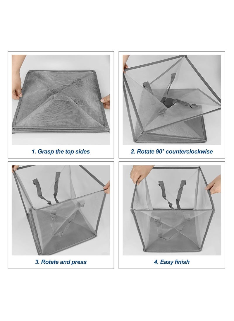 TYCOM Popup Laundry bags Hamper with Handles Portable Durable Collapsible Storage Easy Folding Pop Up Clothes Hampers Basket Foldable for Kids Room College Dorm or Travel Single Grey.  - Image 2