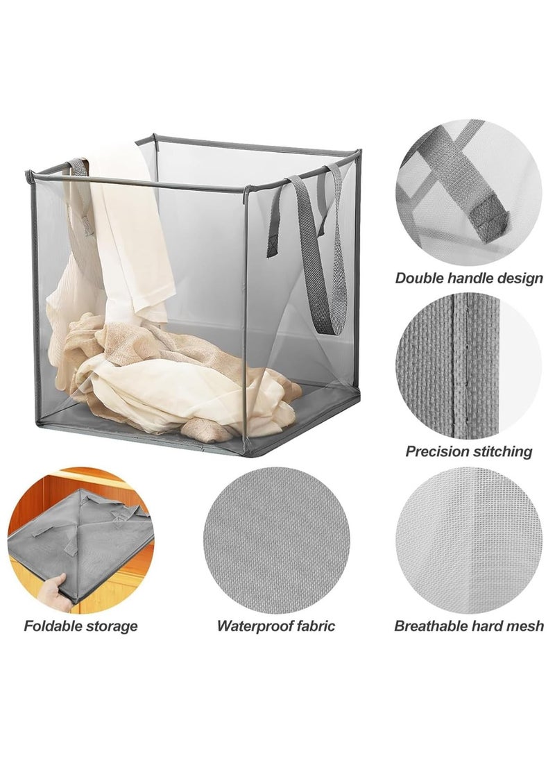 TYCOM Popup Laundry bags Hamper with Handles Portable Durable Collapsible Storage Easy Folding Pop Up Clothes Hampers Basket Foldable for Kids Room College Dorm or Travel Single Grey.  - Image 5