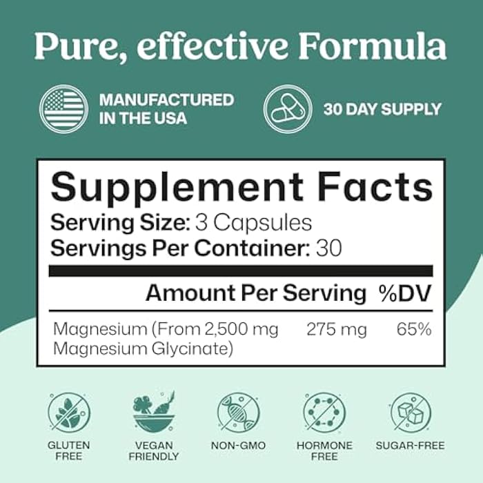 ColonBroom Pure Magnesium Glycinate Capsules | Supplement for Sleep, Heart & Muscle Support | Non-GMO, Gluten Free, Vegan & Sugar-Free | 1 Month Supply (90 Capsules) - Image 5