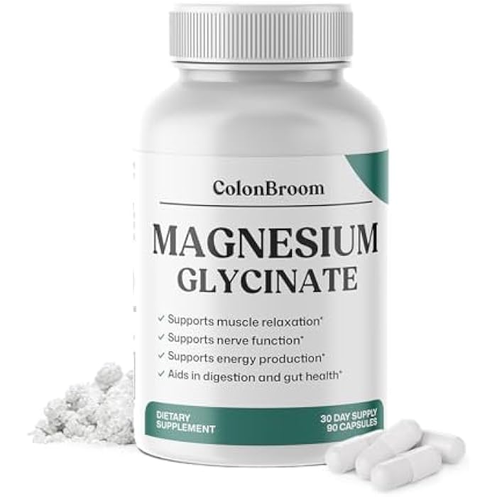 ColonBroom Pure Magnesium Glycinate Capsules | Supplement for Sleep, Heart & Muscle Support | Non-GMO, Gluten Free, Vegan & Sugar-Free | 1 Month Supply (90 Capsules) - Image 1