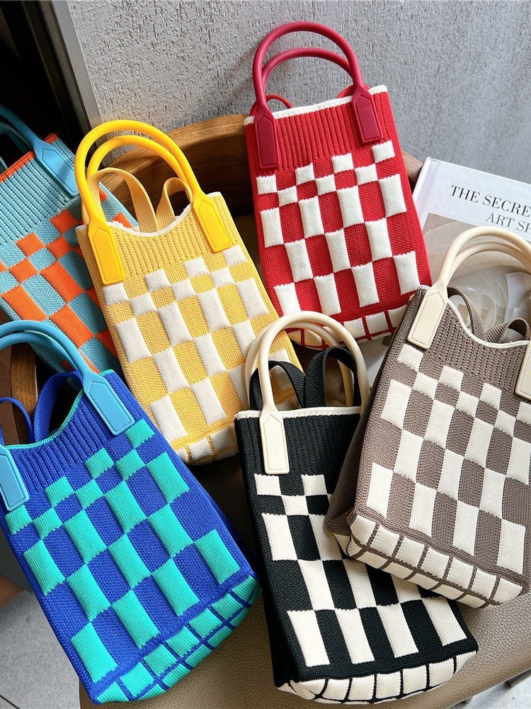 Plaid Mobile Phone Bag For Women, Cross-Body Mini Bag, Cute And Lightweight, All-Season Handbag, Knitted Bag, Portable - Image 4
