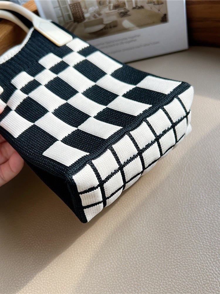 Plaid Mobile Phone Bag For Women, Cross-Body Mini Bag, Cute And Lightweight, All-Season Handbag, Knitted Bag, Portable - Image 5