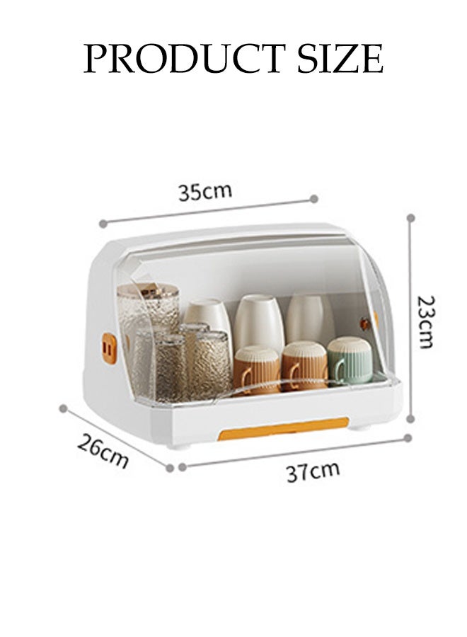 DUNISO حامل تجفيف الزجاجات، منظم زجاجات متعدد الاستخدامات مع غطاء مضاد للغبار، صندوق تخزين زجاجات مقاوم للغبار لسطح المطبخ مع صينية تصريف، لتوفير المساحة وتخزين أدوات المائدة بتهوية - Image 2