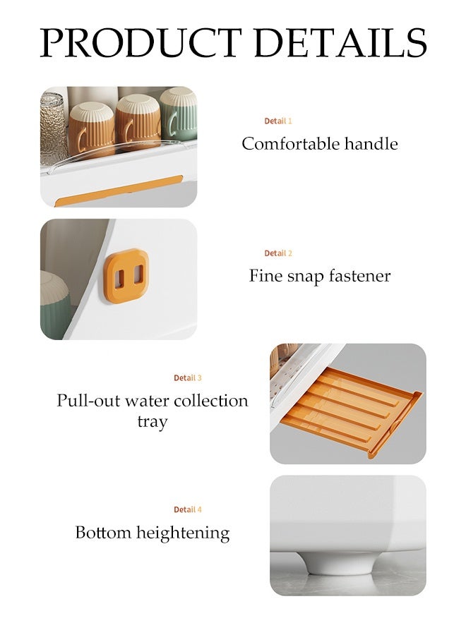 DUNISO حامل تجفيف الزجاجات، منظم زجاجات متعدد الاستخدامات مع غطاء مضاد للغبار، صندوق تخزين زجاجات مقاوم للغبار لسطح المطبخ مع صينية تصريف، لتوفير المساحة وتخزين أدوات المائدة بتهوية - Image 3