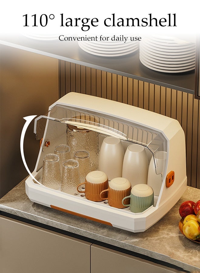 DUNISO حامل تجفيف الزجاجات، منظم زجاجات متعدد الاستخدامات مع غطاء مضاد للغبار، صندوق تخزين زجاجات مقاوم للغبار لسطح المطبخ مع صينية تصريف، لتوفير المساحة وتخزين أدوات المائدة بتهوية - Image 4