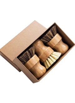 GREENTH PRO 3 Packs Mini Dish Brush Natural Scrub Brush Durable Scrubber Cleaning Kit with Union Fiber and Tampico Fiber for Cleaning Pots, Pans and Vegetables  - Image 1