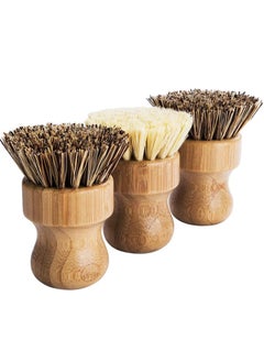 GREENTH PRO 3 Packs Mini Dish Brush Natural Scrub Brush Durable Scrubber Cleaning Kit with Union Fiber and Tampico Fiber for Cleaning Pots, Pans and Vegetables  - Image 4